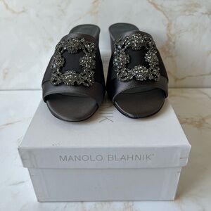 Manolo Blahnik Black Embellished Women's Shoes